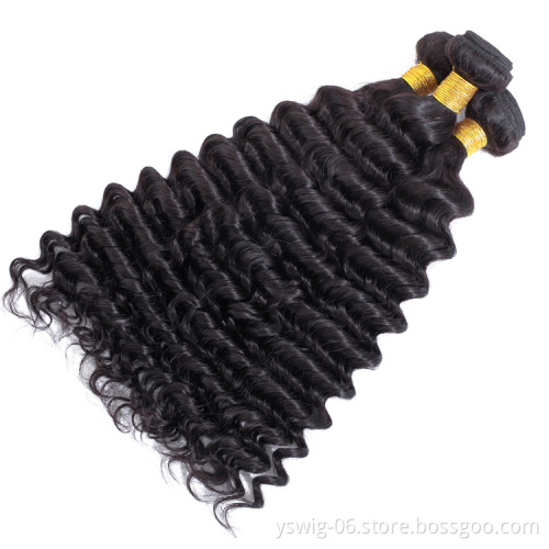 Grade 10a Wholesale Hair Vendors Mink Human Hair Weave Deep Wave Virgin Brazilian Hair Bundles with Lace Frontal Closure